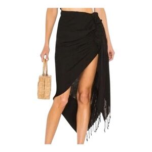 JUST BE QUEEN XL Tulum Black Linen Asymmetrical Skirt vacation Resortwear